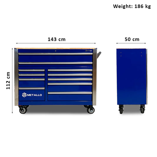 Wózek warsztatowy Metallo 11/9, 390 elementów