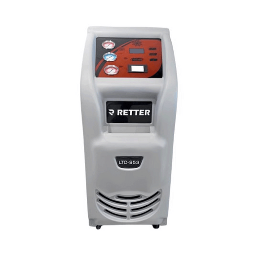 Stacja klimatyzacji RETTER RTC-953 widok z przodu na panel sterowania ze szkla hartowanego i logo marki.