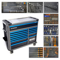Wózek warsztatowy SP Tools SP42355DBL Tech Series | Szafka narzędziowa z 316 elementami | 8 wkładów EVA | Blat ze stali nierdzewnej INOX | 13 szuflad | Niebieski