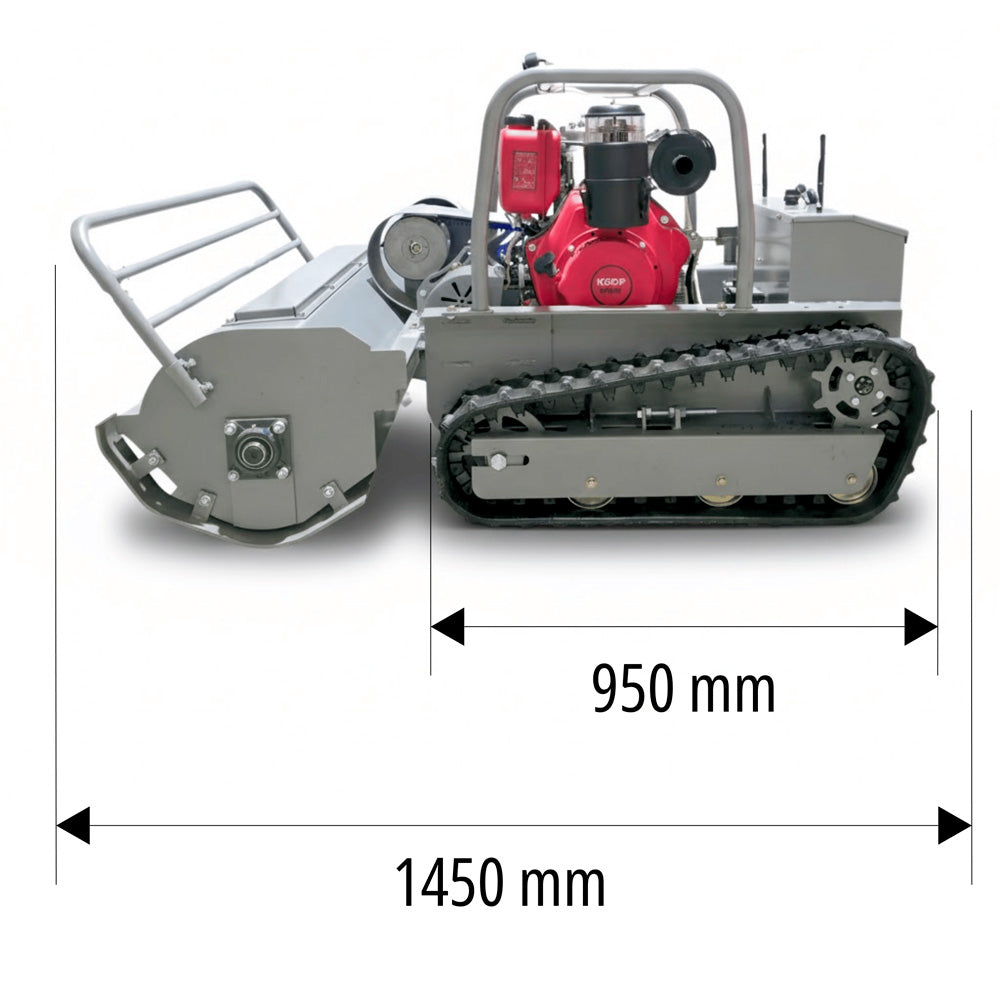 Remote-controlled diesel lawn mower AMD-R120 with tracked drive