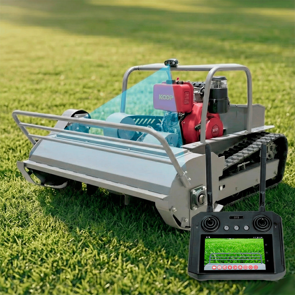 Remote-controlled diesel lawn mower AMD-R120 with tracked drive