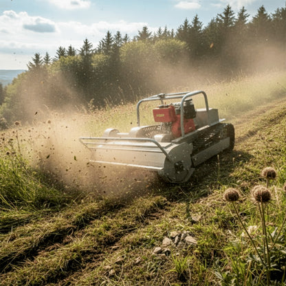 Remote-controlled diesel lawn mower AMD-R120 with tracked drive
