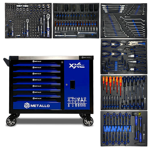 Wózek warsztatowy Metallo 7/6 Jumbo, 288 elementów z lodówką