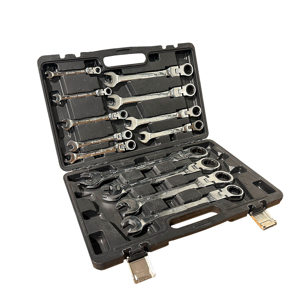 Zestaw elastycznych kluczy z grzechotką, 8–32 mm, 13 elementów