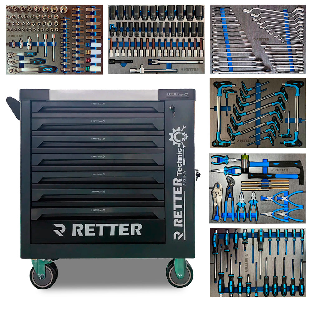 RETTER R8 Carbon Edition tool trolley, 301 pieces