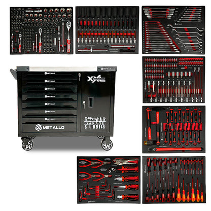 Wózek warsztatowy Metallo 7/7, 390 elementów