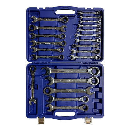 Zestaw kluczy płasko-oczkowych z grzechotką, 22 elementy