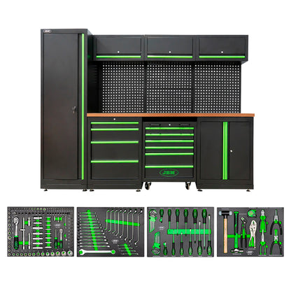 Modułowy system magazynowania warsztatowego (18 elementów) + zestaw 4 wkładów EVA o wykończeniu z włókna węglowego