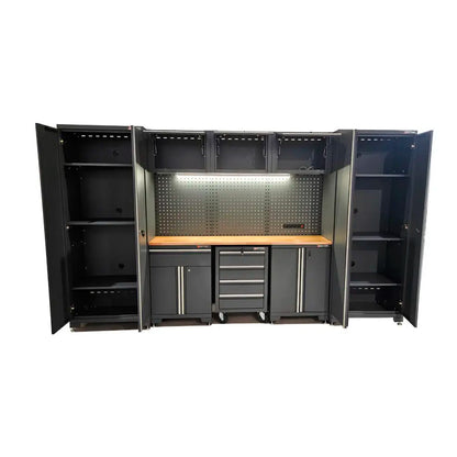 System mebli warsztatowych RETTER RTX-8000 | Zabudowa 330x190x48 cm z oświetleniem LED | 16 elementów | 265 kg