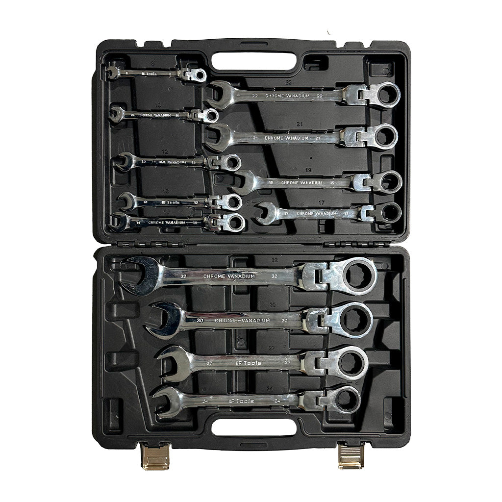 Zestaw elastycznych kluczy z grzechotką, 8–32 mm, 13 elementów