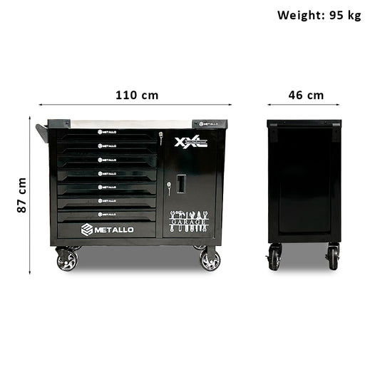 Wózek warsztatowy Metallo 7/7, 390 elementów