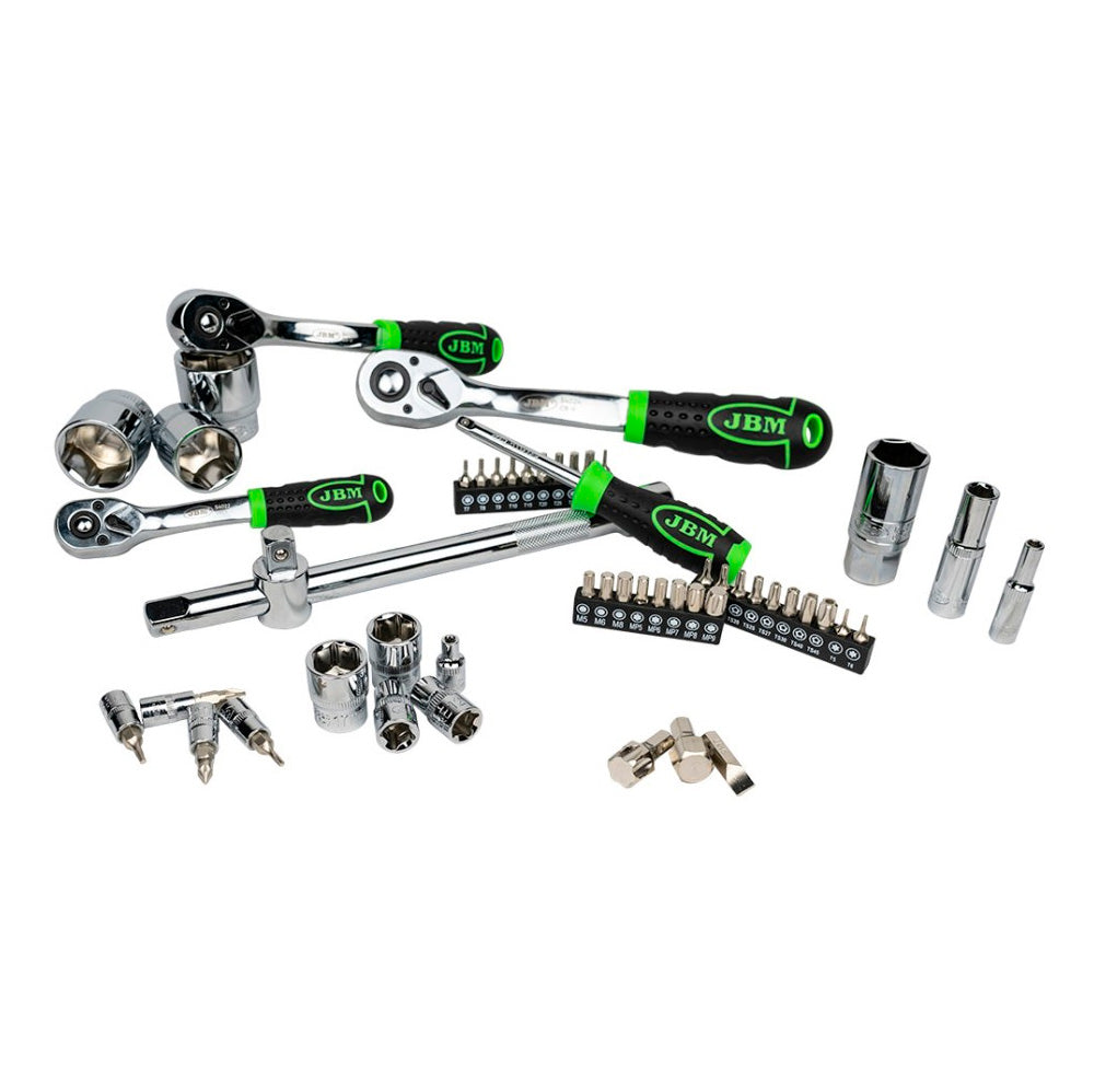 Zestaw narzędzi JBM 54046, 179 elementów, 1/4" + 3/8" + 1/2", stal S2