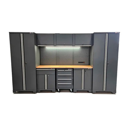 System mebli warsztatowych RETTER RTX-8000 | Zabudowa 330x190x48 cm z oświetleniem LED | 16 elementów | 265 kg