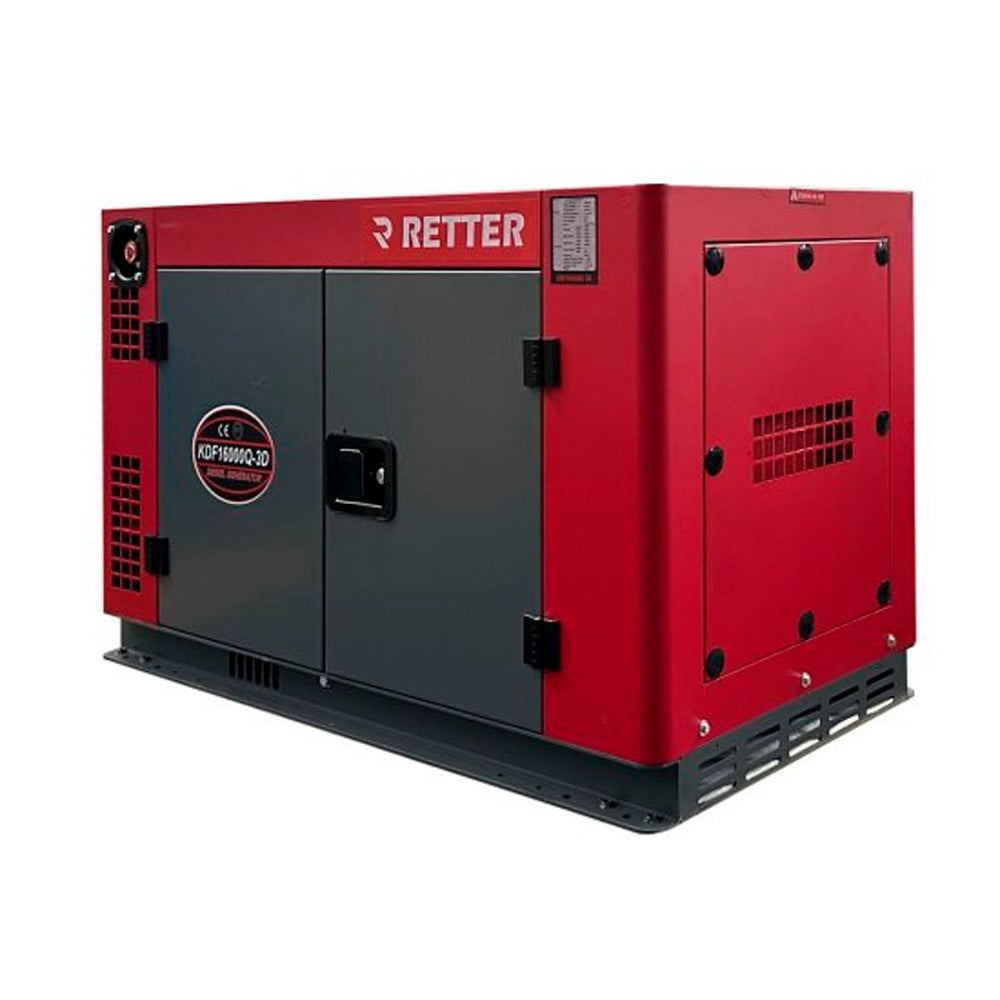 Groupe électrogène diesel triphasé RETTER KDF16000Q-3D 12,5 kW, capotage insonorisé jaune sur roues