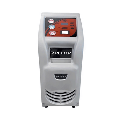 Stacja klimatyzacji RETTER RTC-953 widok z przodu na panel sterowania ze szkla hartowanego i logo marki.