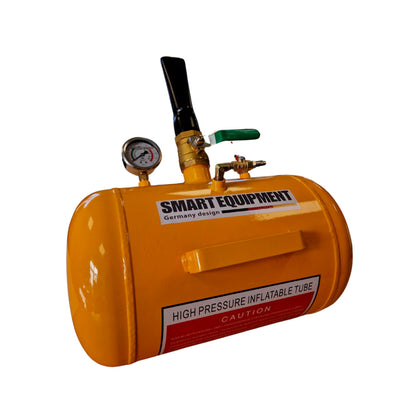 Zbiornik powietrza SMART EQUIPMENT 19 L widok z przodu – solidna stalowa konstrukcja malowana proszkowo, ciśnienie robocze do 20 bar, manometr i zawór kulowy