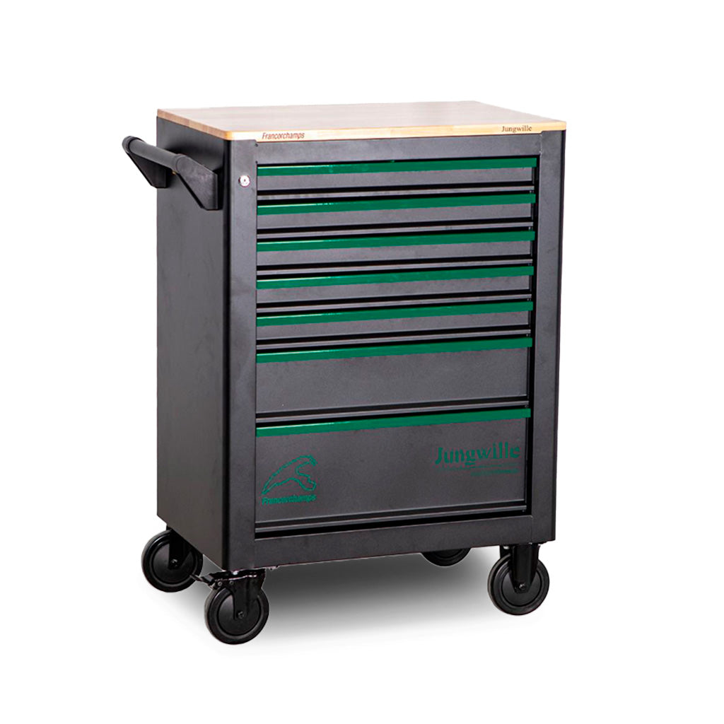 Jungwille FrancoChamps workshop tool trolley with 7 drawers and wooden top