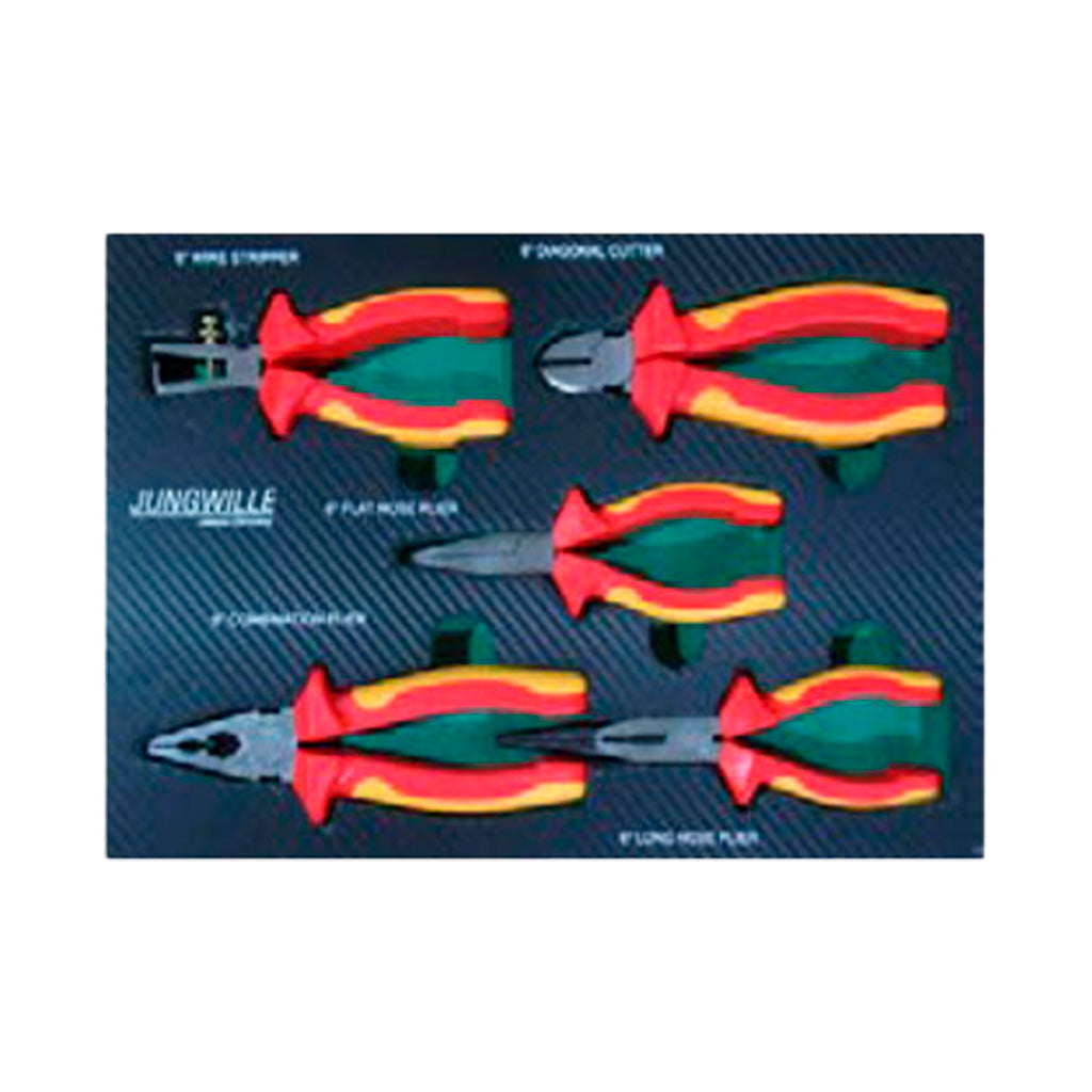 Zestaw szczypiec izolowanych VDE Jungwille w pokrowcu EVA, kolorowe rączki, różne typy szczypiec