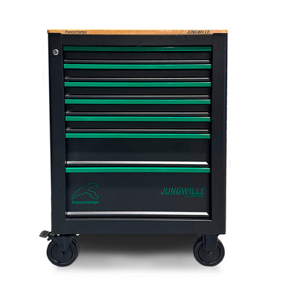 Wózek warsztatowy JUNGWILLE Francorchamps z szufladami i kołami, czarno-zielony