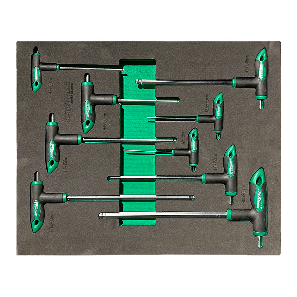 Zestaw kluczy imbusowych typu T Jungwille w praktycznym etui EVA, różne rozmiary