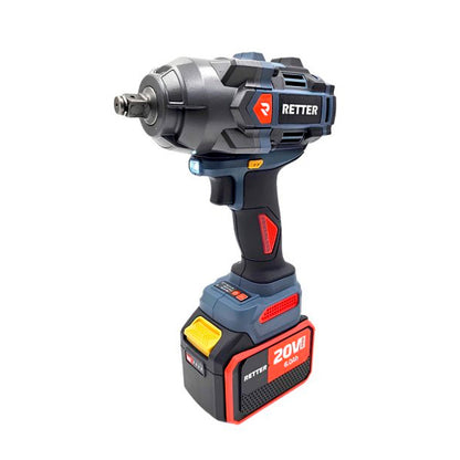 RETTER RT20-W1000M 20V cordless impact wrench, 1000 Nm torque output, black-red casing with 1/2-inch square drive