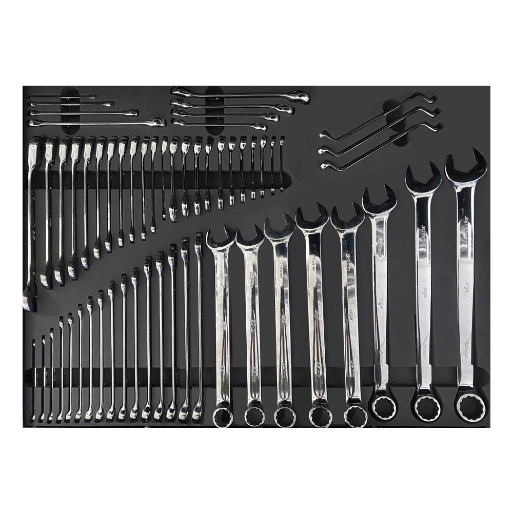 Klucze plasko-oczkowe SP Tools SPUSS010 we wkladzie piankowym EVA.