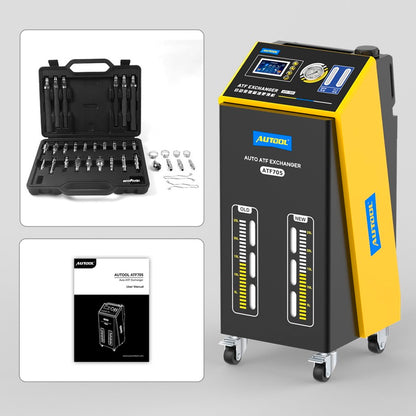 Maszyna ATF705 AUTOOL z pełnym zestawem akcesoriów i instrukcją – kompletne wyposażenie do dynamicznej wymiany oleju w automatycznych skrzyniach