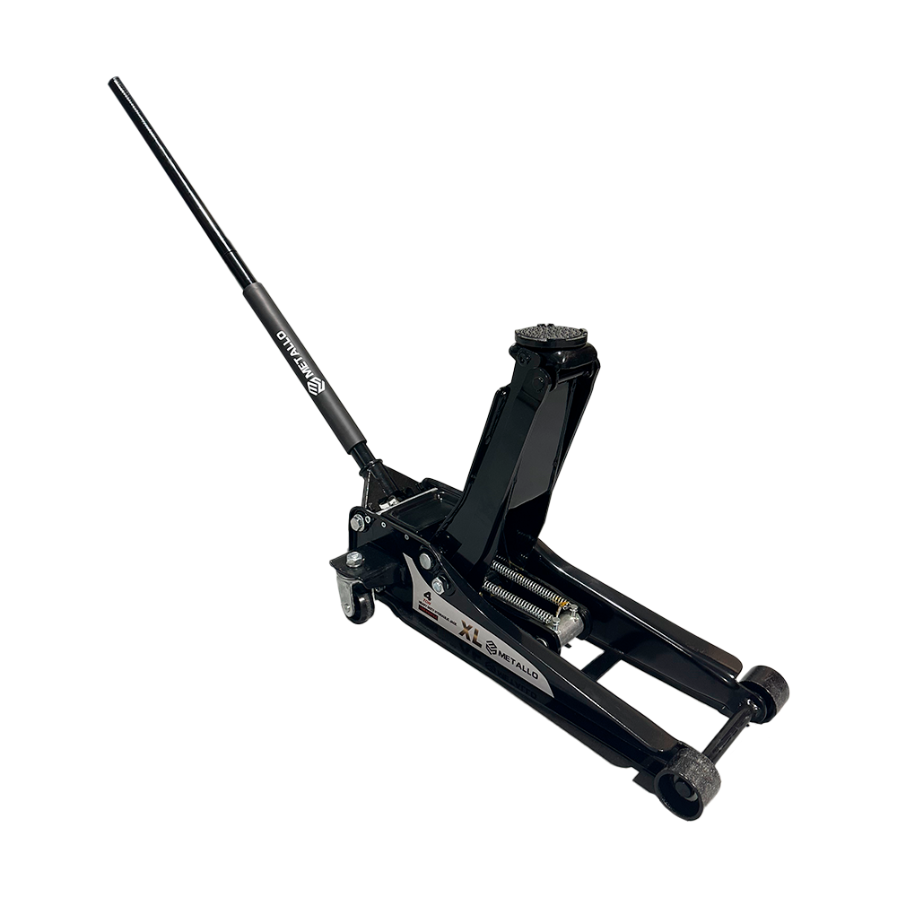 Czarny hydrauliczny podnośnik niskoprofilowy 4 tony Metallo XL na kółkach