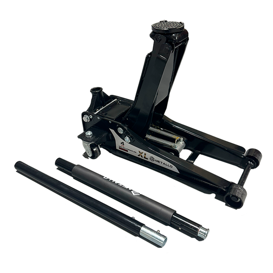 Podnośnik hydrauliczny Metallo XL 4 tony, niski profil, zestaw z rozkładaną rączką do łatwego transportu i obsługi