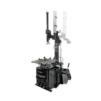 Montażownica do opon RT-706A PRO – prezentacja działania boczno-uchylnego ramienia montażowego na jednolitem tle.