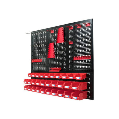 Panneau perforé mural d'organisation avec un jeu de 52 crochets et supports d'outils, plaque métallique pour atelier