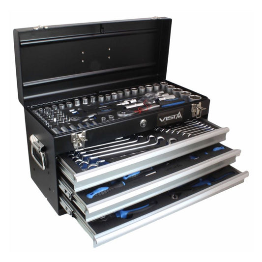 Skrzynka narzędziowa VISTA V-TB140 145 el. z otwartymi szufladami