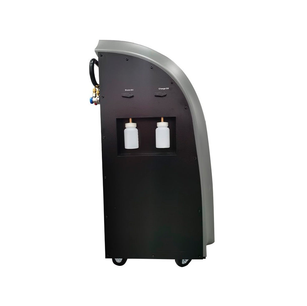 Smart Equipment SM20 widok boczny z dwoma zbiornikami oleju Drain Oil i Charge Oil oraz złączem przyłączeniowym
