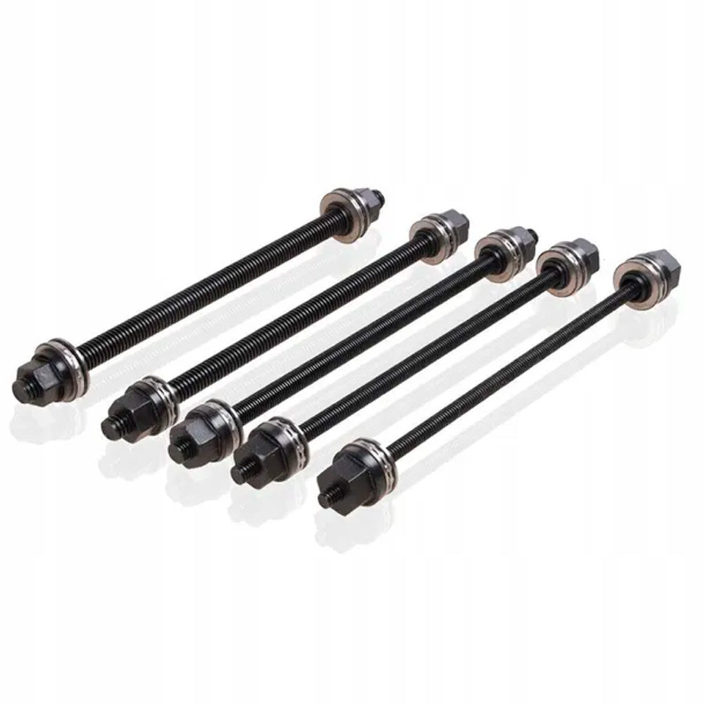 Śruby i adaptery zestawu ściągacza tulei wahacza – komplet elementów do serwisowania tulei i łożysk zawieszenia