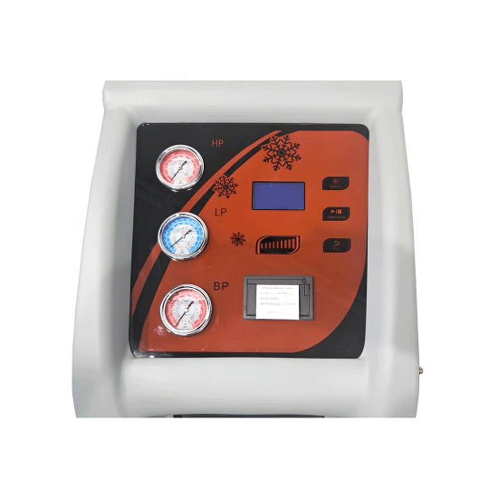 Stacja klimatyzacji RETTER RTC-953 pomaranczowo-czarny panel z wyswietlaczem LCD i wbudowana drukarka.