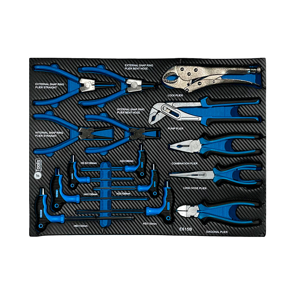 Wózek warsztatowy FTools 7/7 PRO – szuflada ze szczypcami Seegera, kombinerkami i kluczami imbusowymi typu T