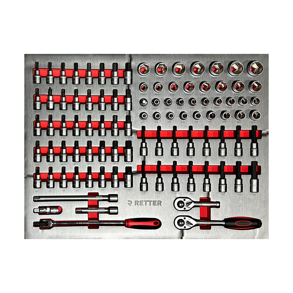 Wózek warsztatowy RETTER R13 PRO wkład szuflady z bitami Torx, Hex i nasadkami pół cala