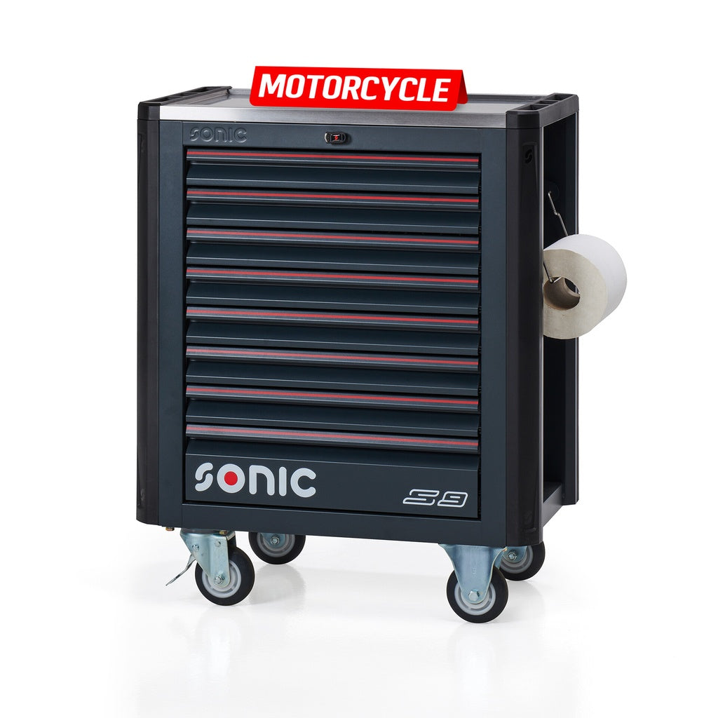 Servante d'atelier Sonic NEXT S9 équipée d'un ensemble de trois cent vingt-cinq outils dans les tiroirs