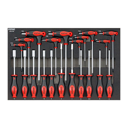 Sonic S13 workshop trolley - drawer insert containing screwdrivers with socket, socket wrenches with T-handle and screwdrivers with flexible blade