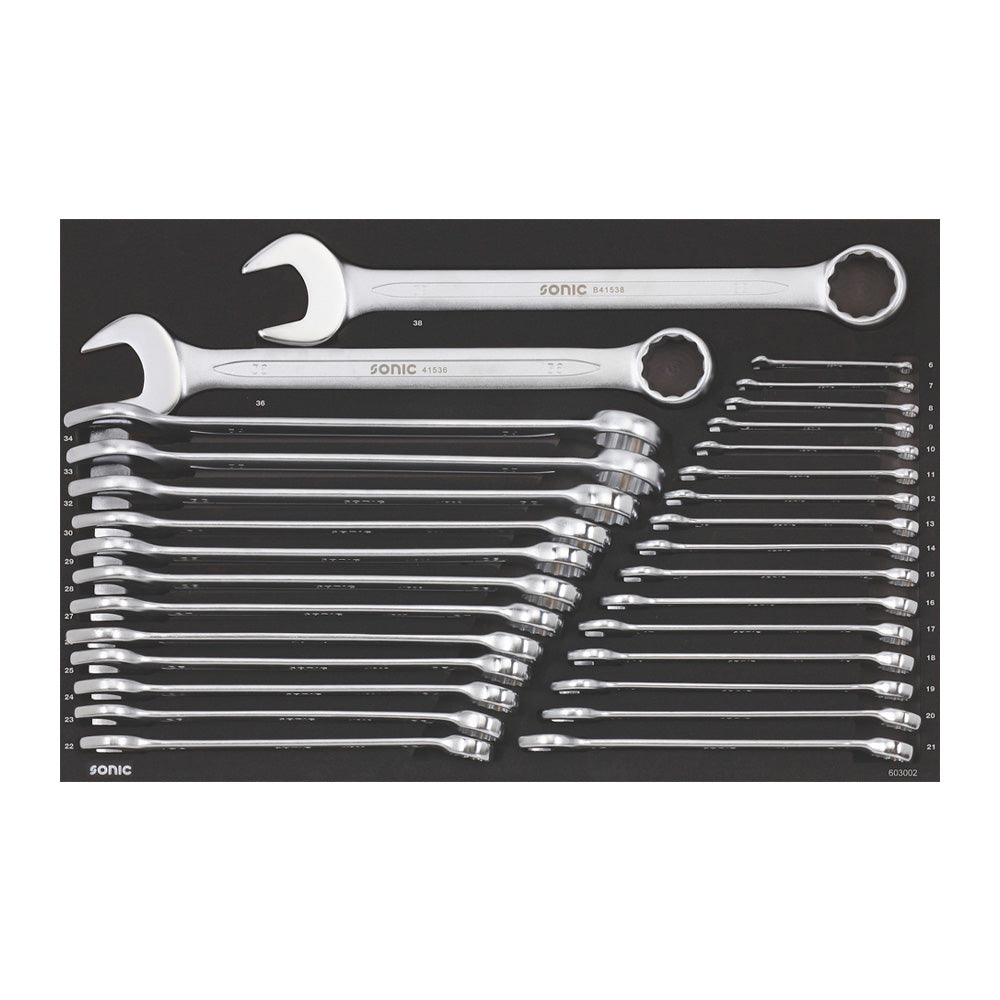 Sonic S13 workshop trolley - organizer containing two large and fifteen standard combination wrenches