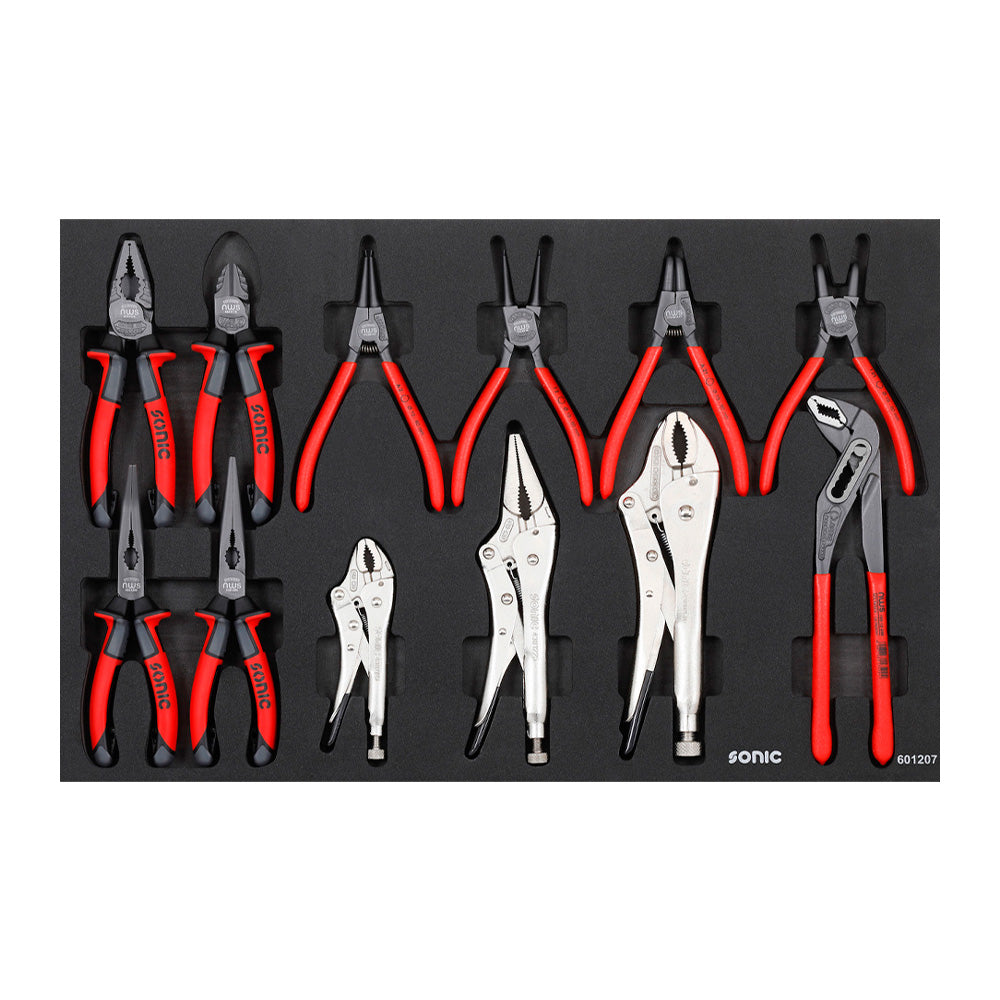 Sonic S13 workshop trolley - insert with various types of pliers (including Seeger), adjustable pliers and Morse locking pliers