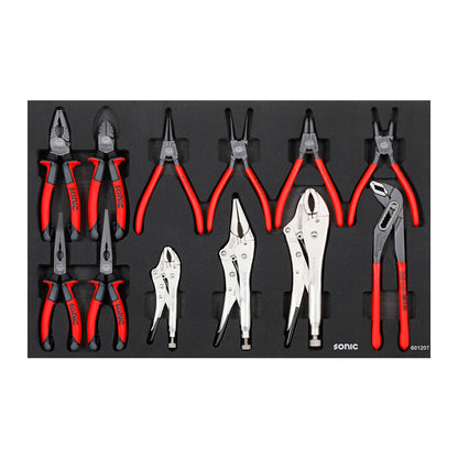 Sonic S13 workshop trolley - insert with various types of pliers (including Seeger), adjustable pliers and Morse locking pliers