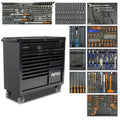 Carrello portautensili SP Tools SP01150C Custom Series | Cassettiera da officina con 506 pezzi | 10 moduli in schiuma EVA e 3 chiavi dinamometriche | 14 cassetti