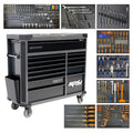 Wózek warsztatowy SP Tools SP42355DBK Tech Series | Szafka narzędziowa z 316 elementami | 8 wkładów EVA | Blat ze stali nierdzewnej INOX | 13 szuflad | Czarny