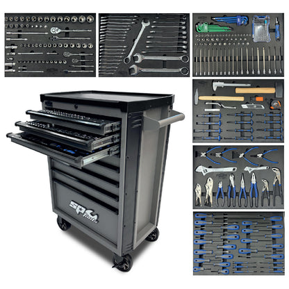 Wózek warsztatowy z wyposażeniem SP Tools 888 Series T850150 z 6 wkładami EVA.