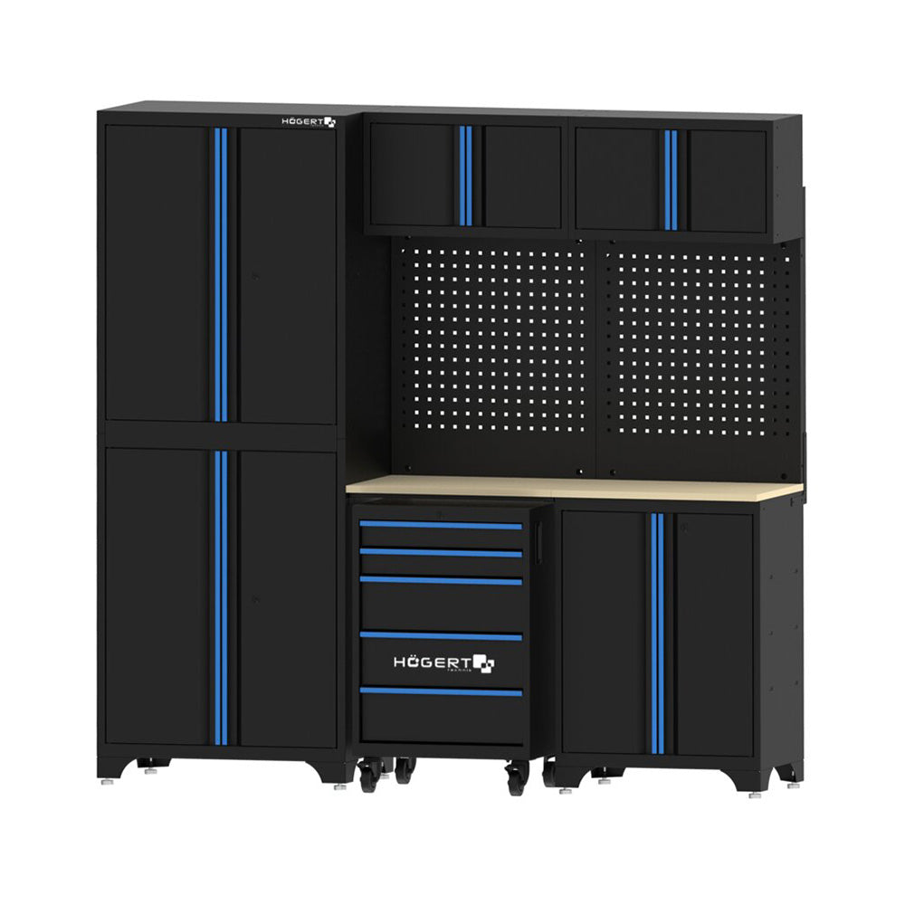 Zabudowa warsztatowa Hogert HT7G580A Modul A z szafkami, blatem i mobilna szafka.