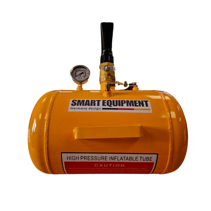 Zbiornik powietrza SMART EQUIPMENT 19 L widok z przodu – solidna stalowa konstrukcja malowana proszkowo, ciśnienie robocze do 20 bar, manometr i zawór kulowy