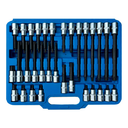 Zestaw narzędzi Zestaw bitów udarowych Torx RETTER RTD1155 32 el. Torx 1/2" – szczegółowy widok elementów zestawu i wyposażenia