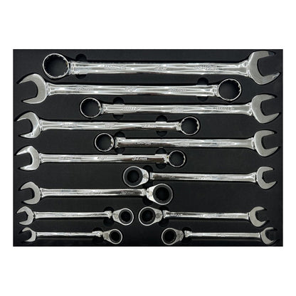 Zestaw kluczy plasko-oczkowych wydluzonych SP Tools SPUSS035 XL 12 elementow we wkladzie EVA.