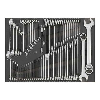 Zestaw kluczy Sonic 606601 66 elementow w czarnym wkladzie piankowym SFS-XL.